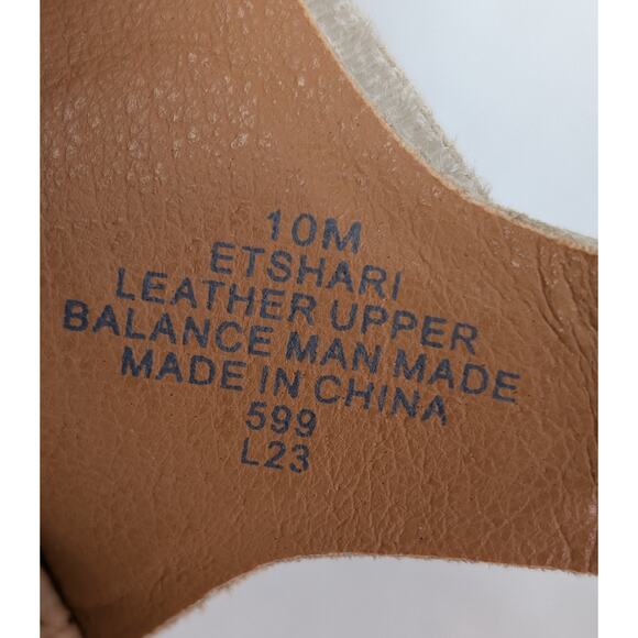 Earth Shari Platform Strappy Tan Leather Sandals Cork Base Open Toe 10M - Picture 7 of 11